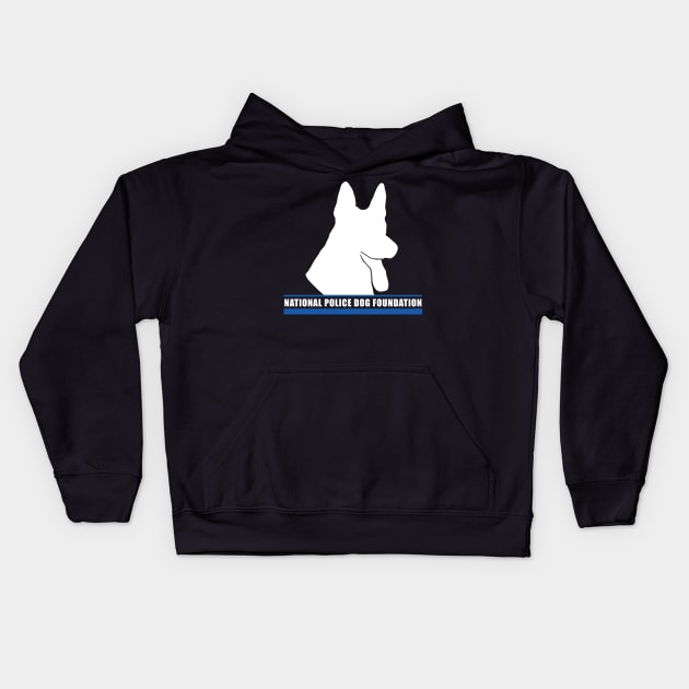 K9 White Outline 1 Kids Hoodie by National Police Dog Foundation